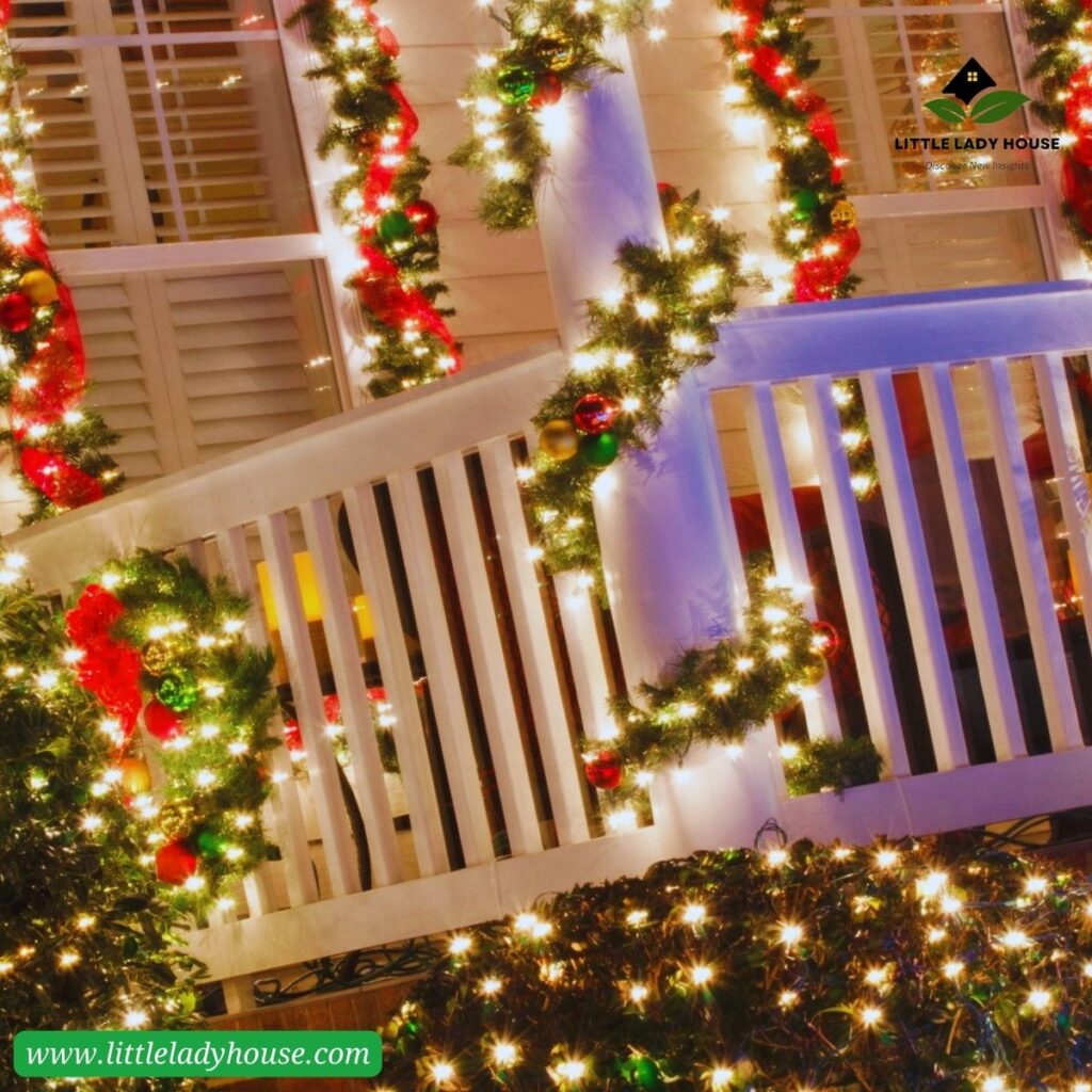 Dazzling Lights Display of Christmas Decor Balcony