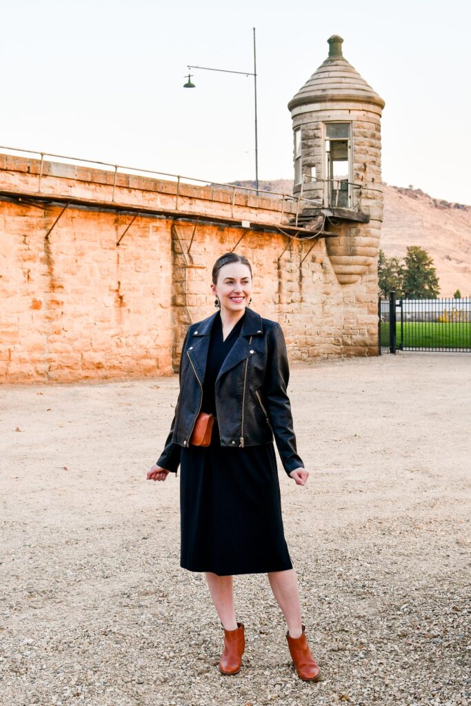 Faux Leather Jacket and Midi Skirt