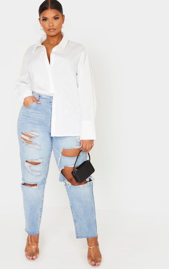 White Full Sleeves T-Shirt and Jeans