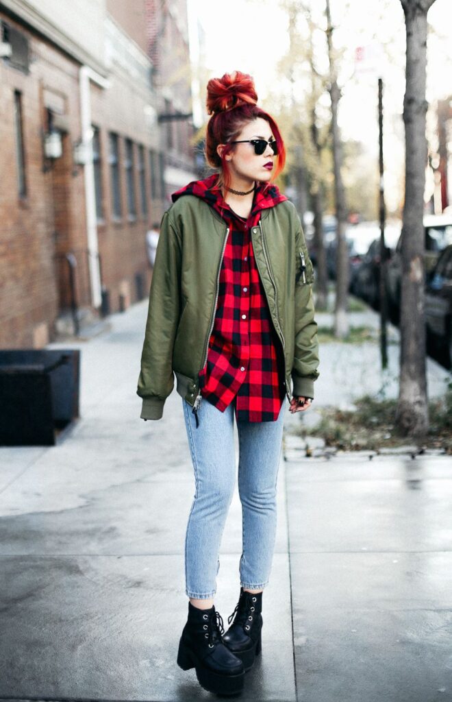 Flannel with Boots and a Bomber Jacket